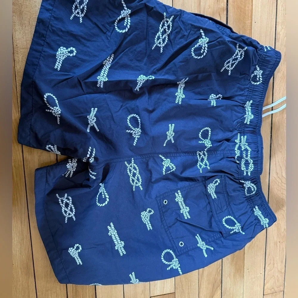 Brooks Brothers navy blue different knots printed swim trunks‎